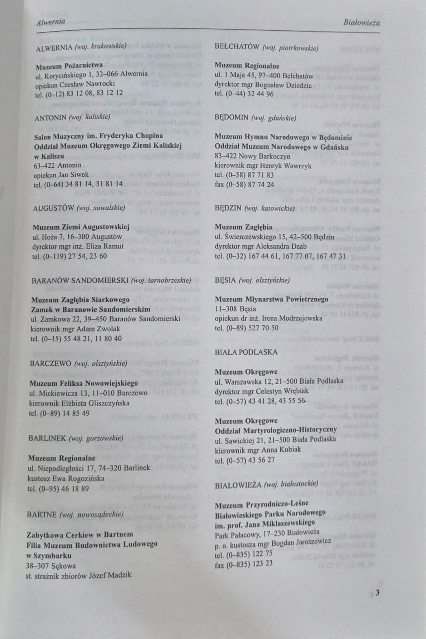 Wykaz muzeów w Polsce Kwiecień 1997 [Ośrodek Dokumentacji Zabytków]