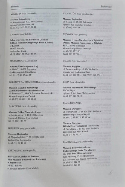 Wykaz muzeów w Polsce Kwiecień 1997 [Ośrodek Dokumentacji Zabytków]