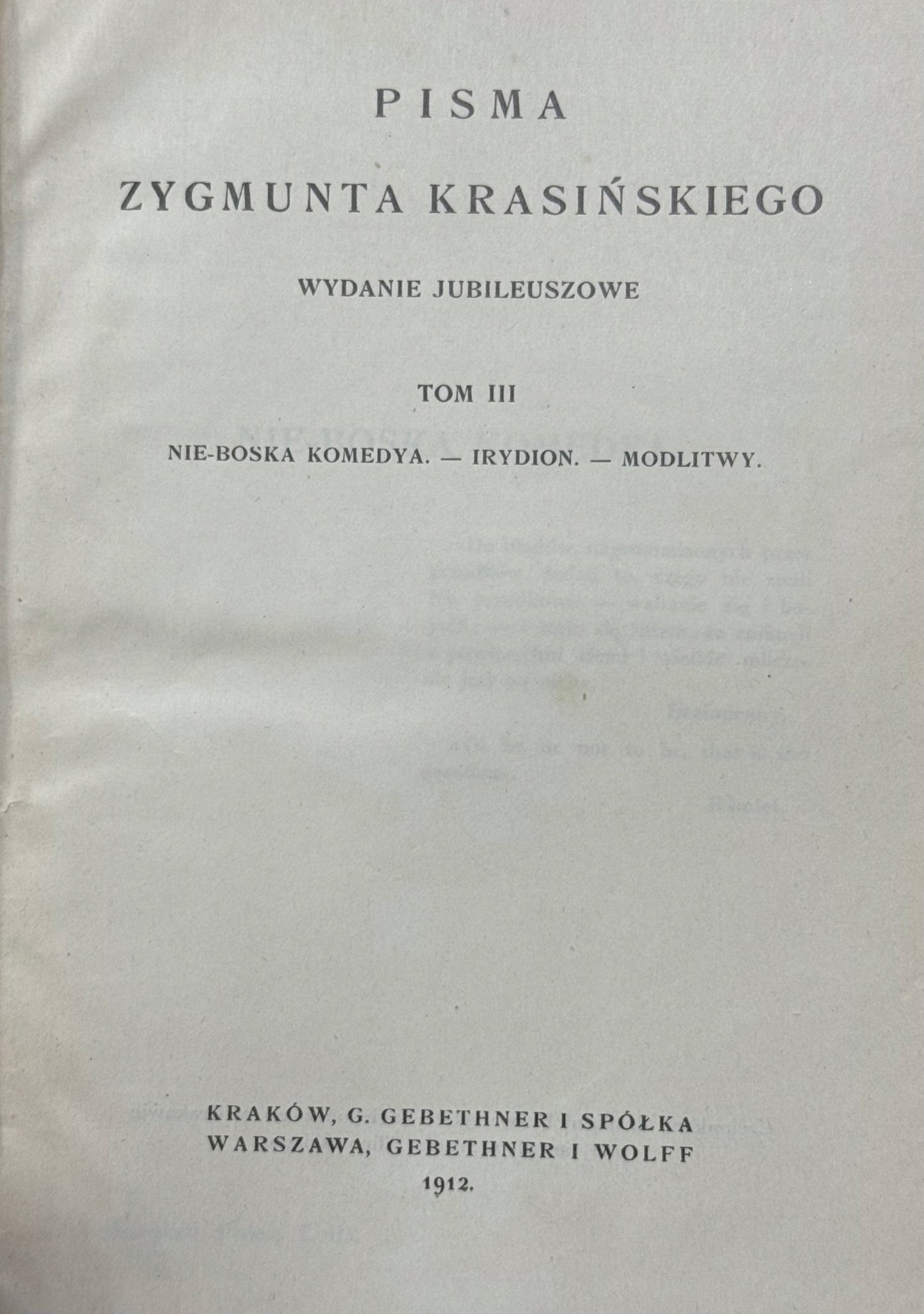 Pisma Zygmunta Krasińskiego Wydanie jubileuszowe (w 9 woluminach) [1912]