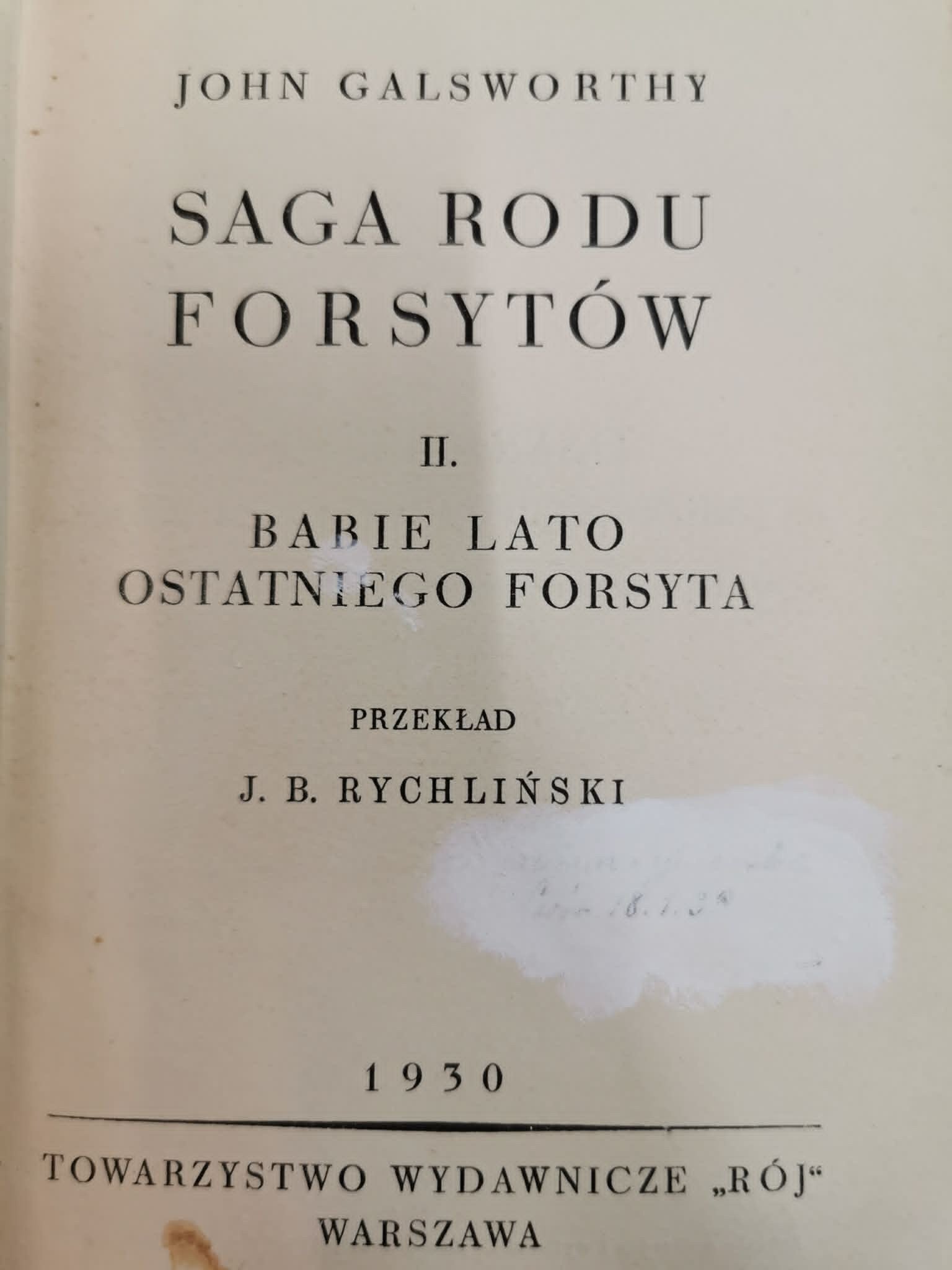 Saga rodu Forsythów II i III, John Galsworthy [1930]