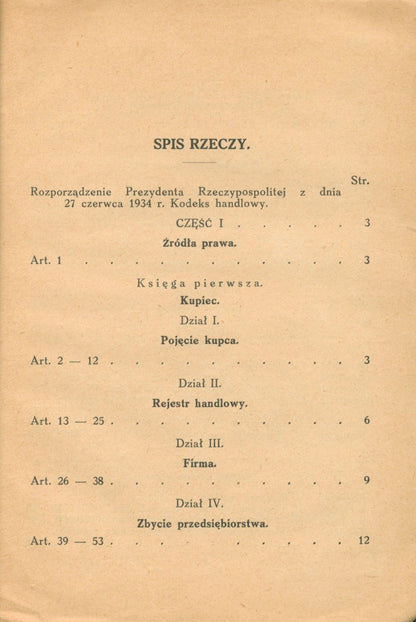 Kodeks Handlowy [Warszawa 1934]