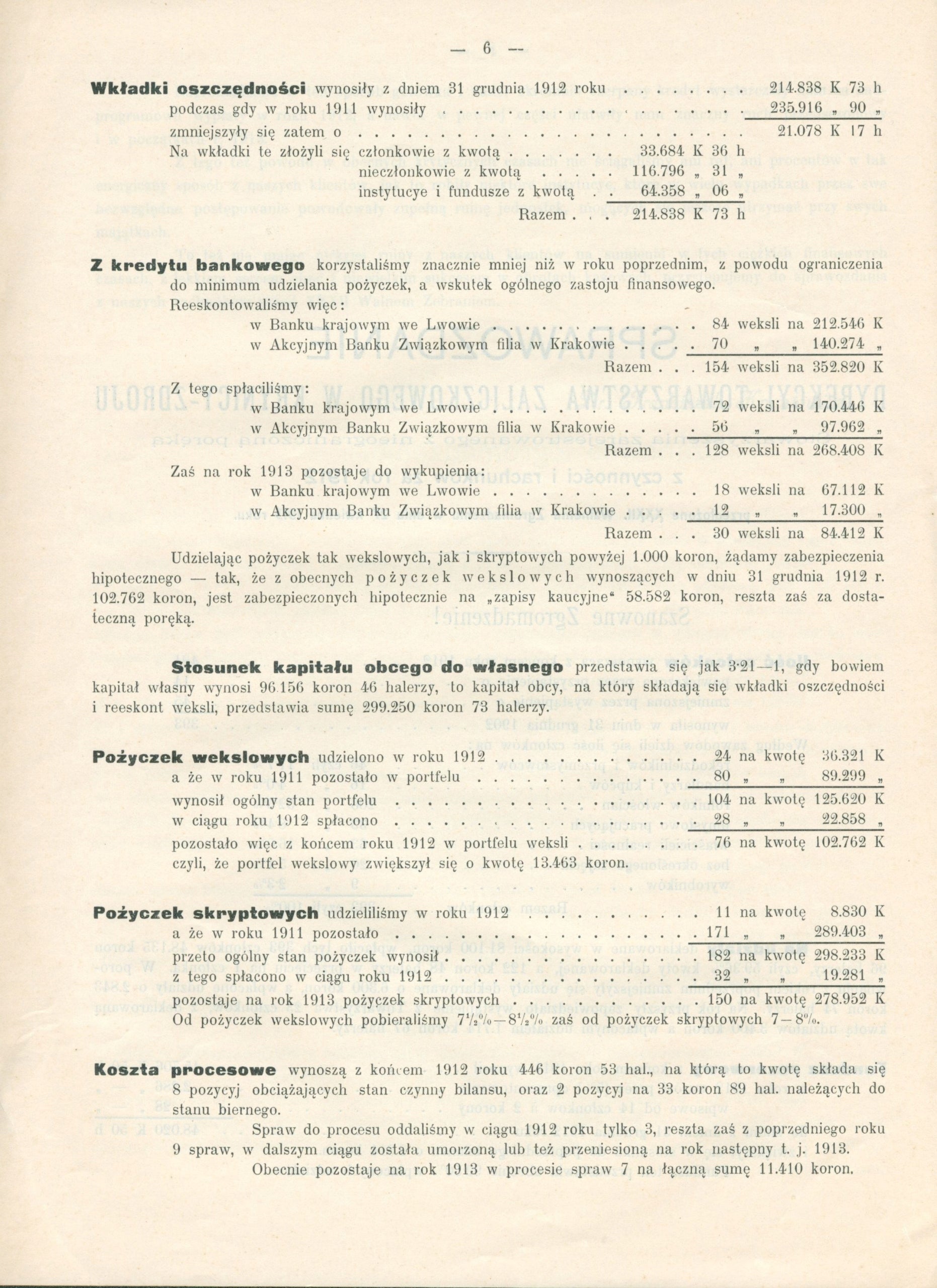 Sprawozdanie Towarzystwa Zaliczkowego w Krynicy-Zdroju z czynności [1913]