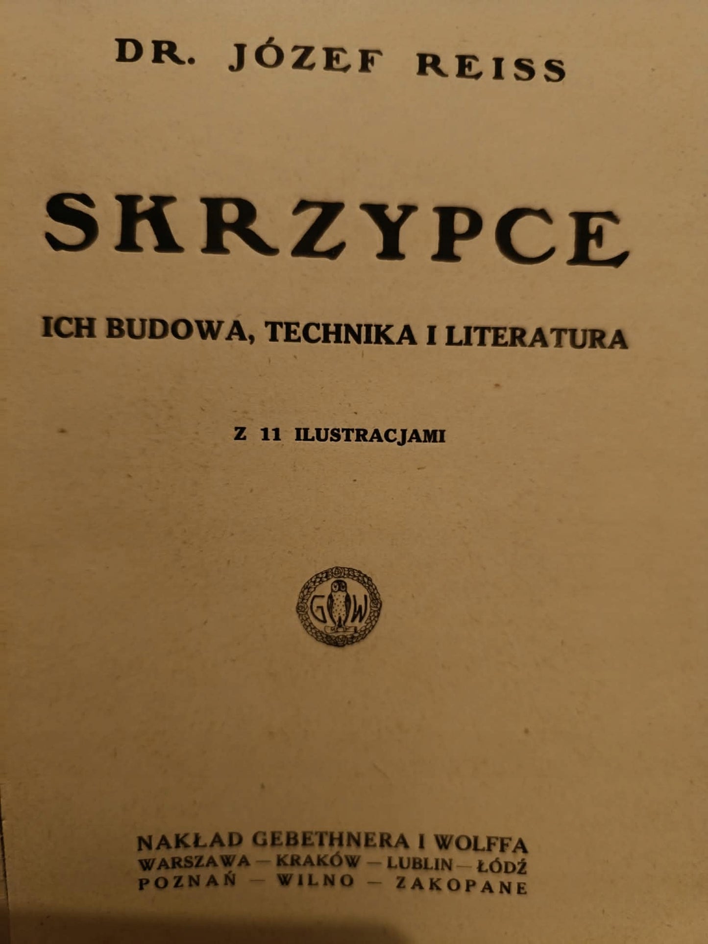 Skrzypce ich budowa, technika i literatura, dr. Józef Reiss