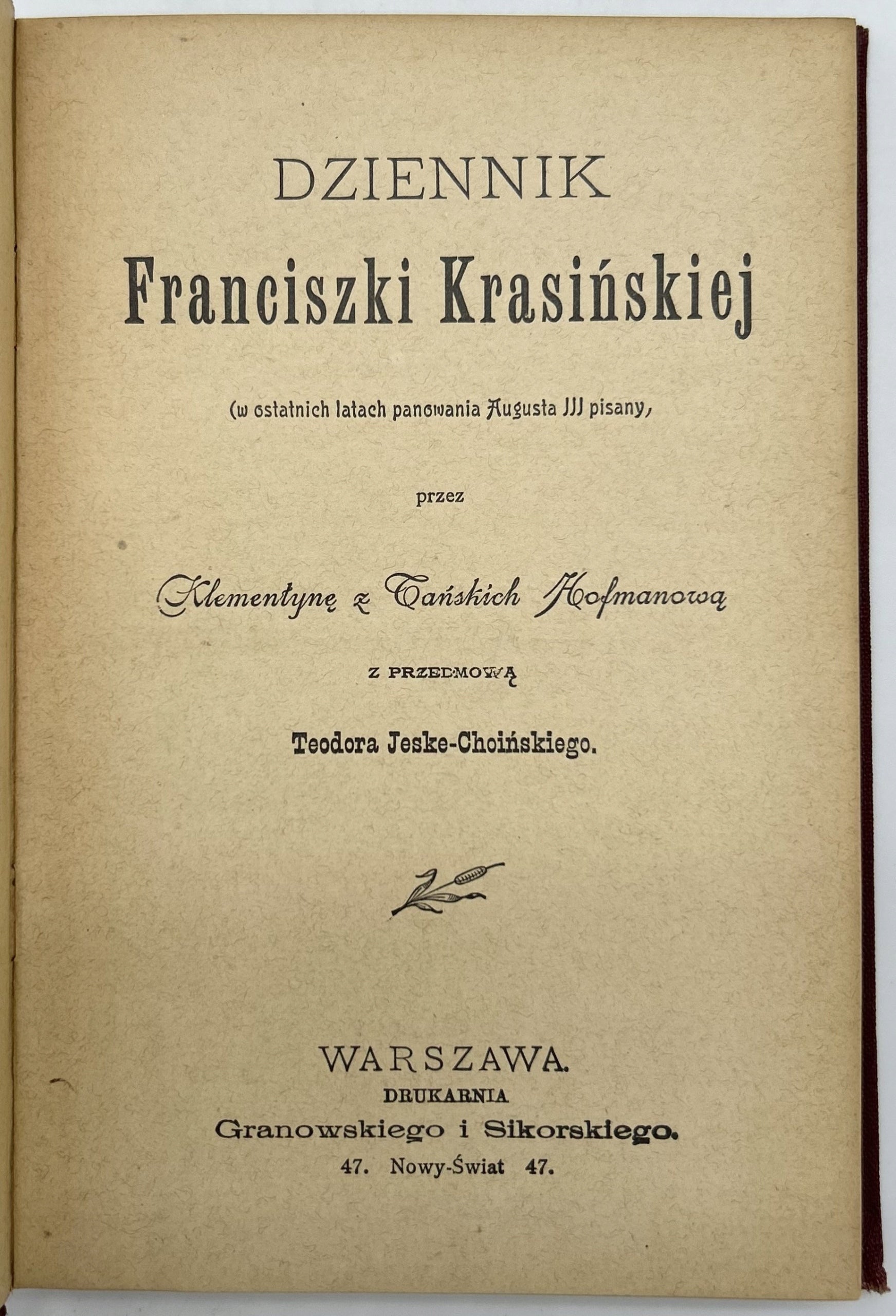 Dziennik Franciszki Krasińskiej Klementyna Hoffmanowa [1898]