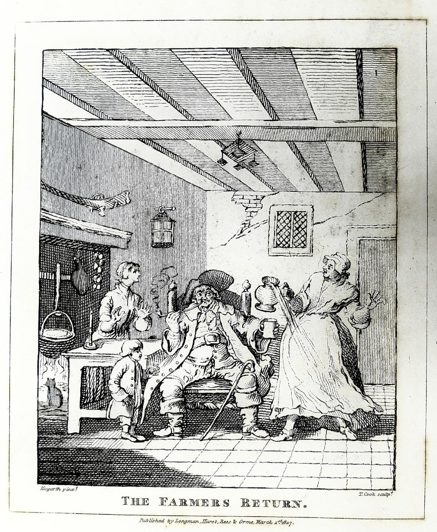 Album XIX w. oprawiony w skórę z 37 oryginalnymi rycinami W. Hogartha