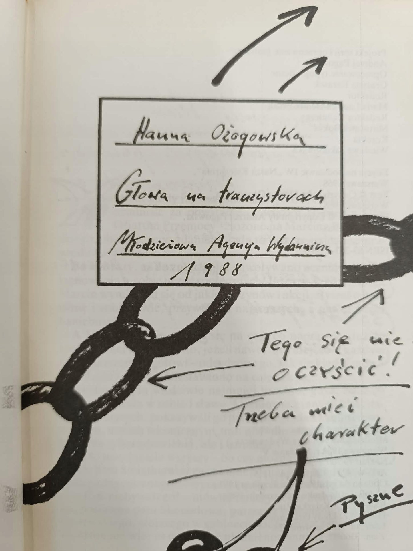 Głowa na tranzystorach, Hanna Ożogowska [podpis autorki]