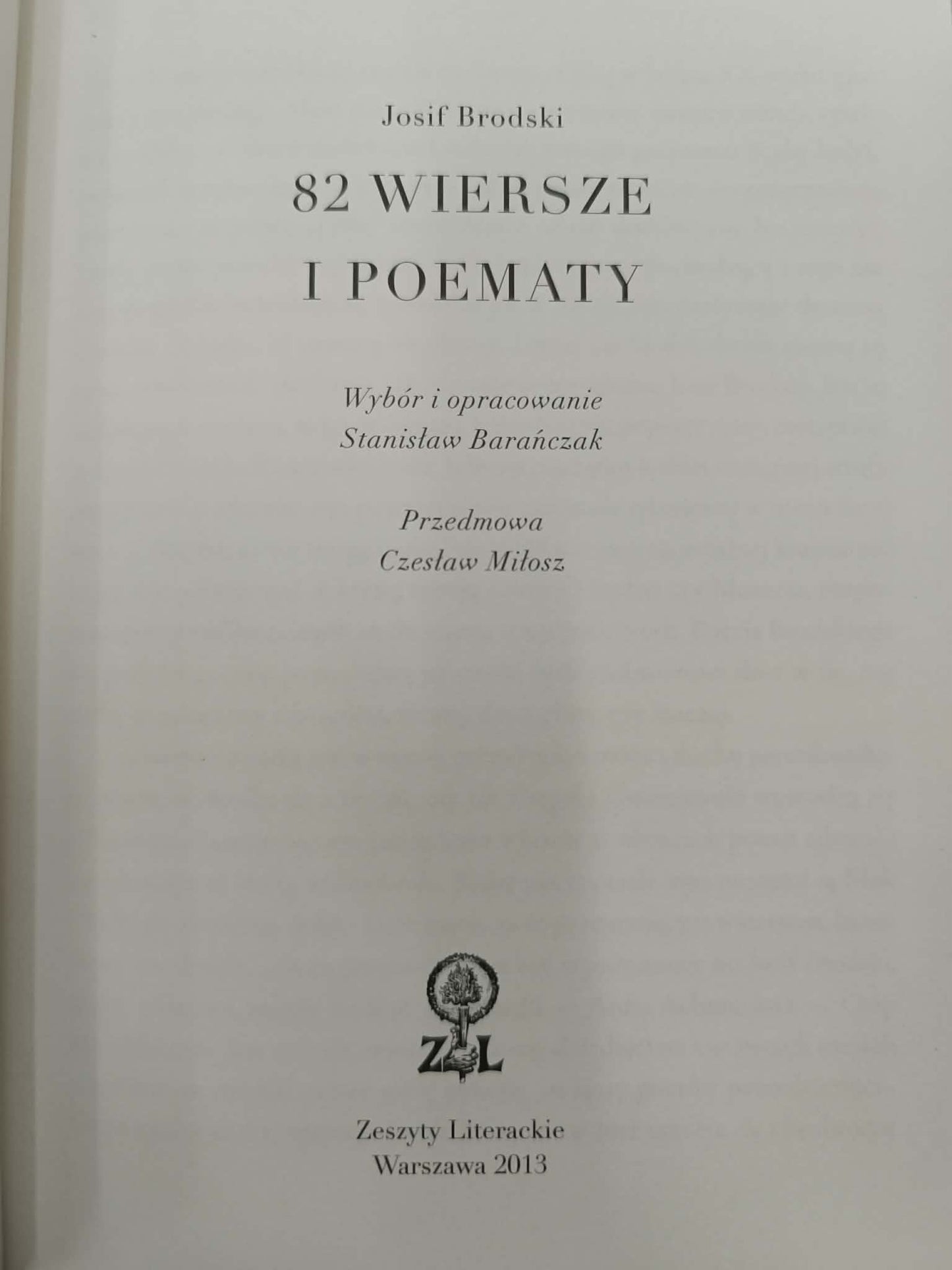 82 wiersze i poematy, Josif Brodski w "Zeszytach Literackich", Tom I
