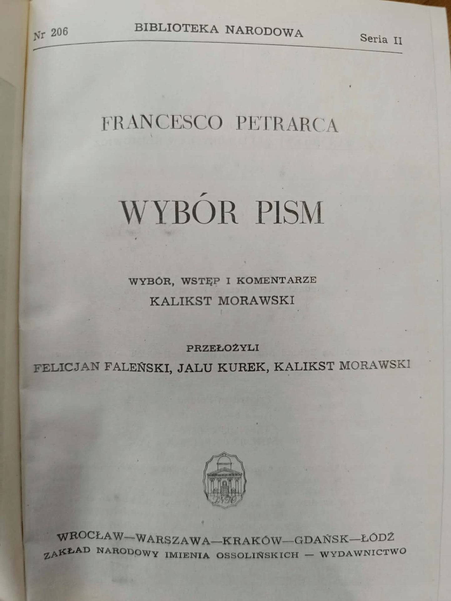 Wybór Pism, Nr 206, Seria II, Francesco Petrarca