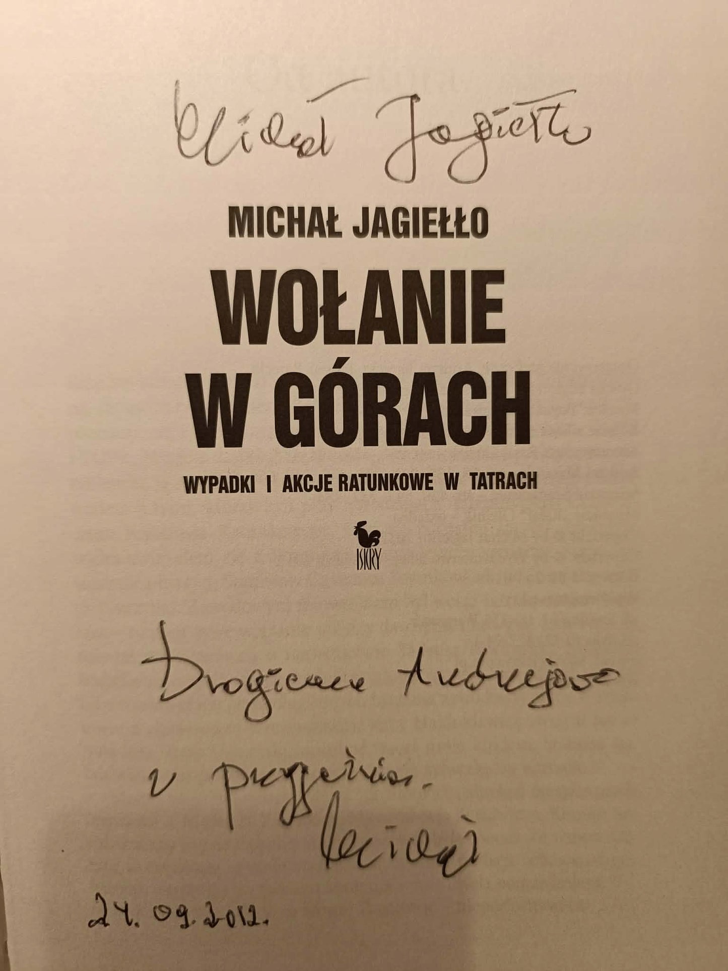 Wołanie w górach, Michał Jagiełło [dedykacja Autora]