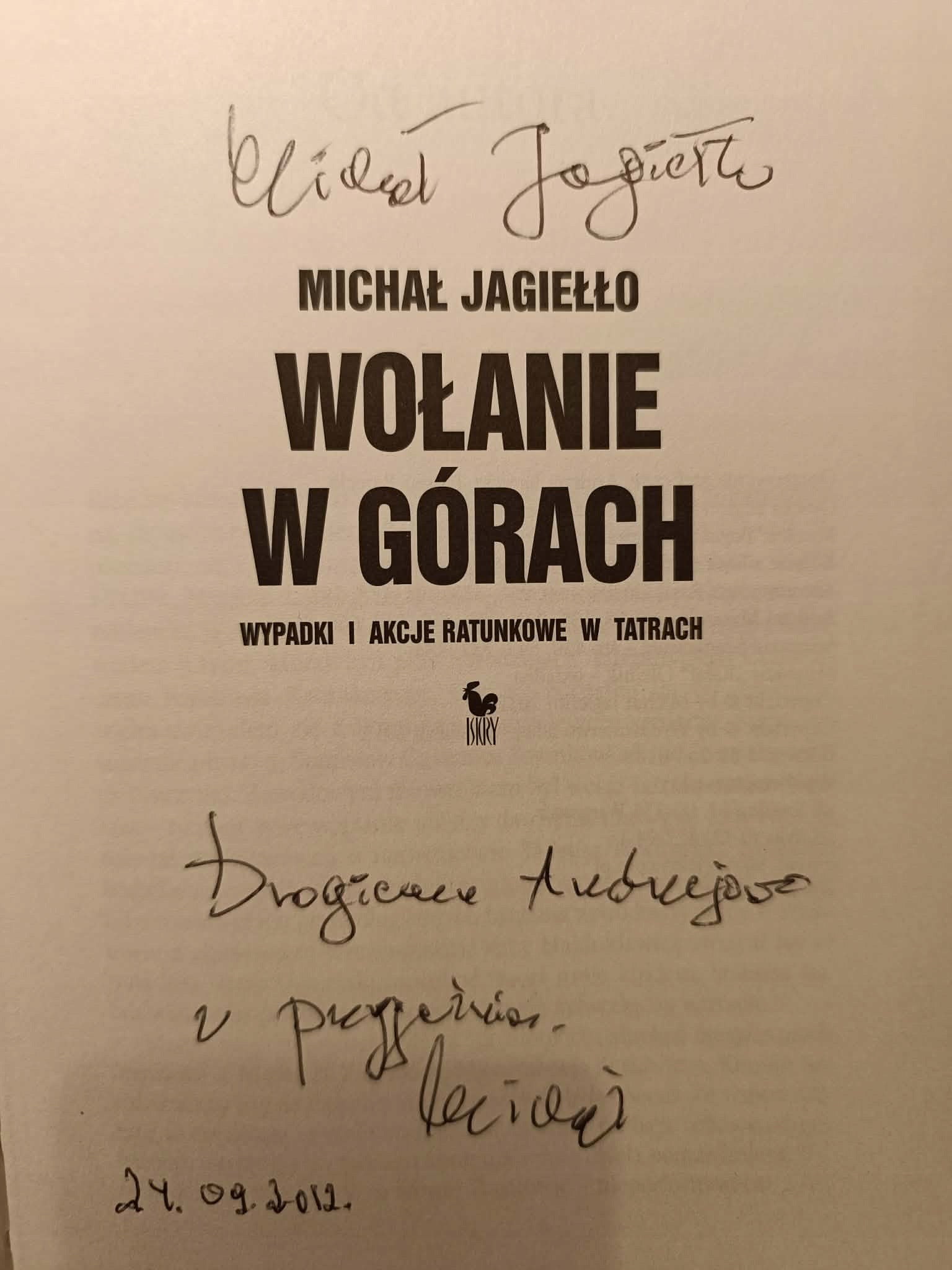 Wołanie w górach, Michał Jagiełło [dedykacja Autora]