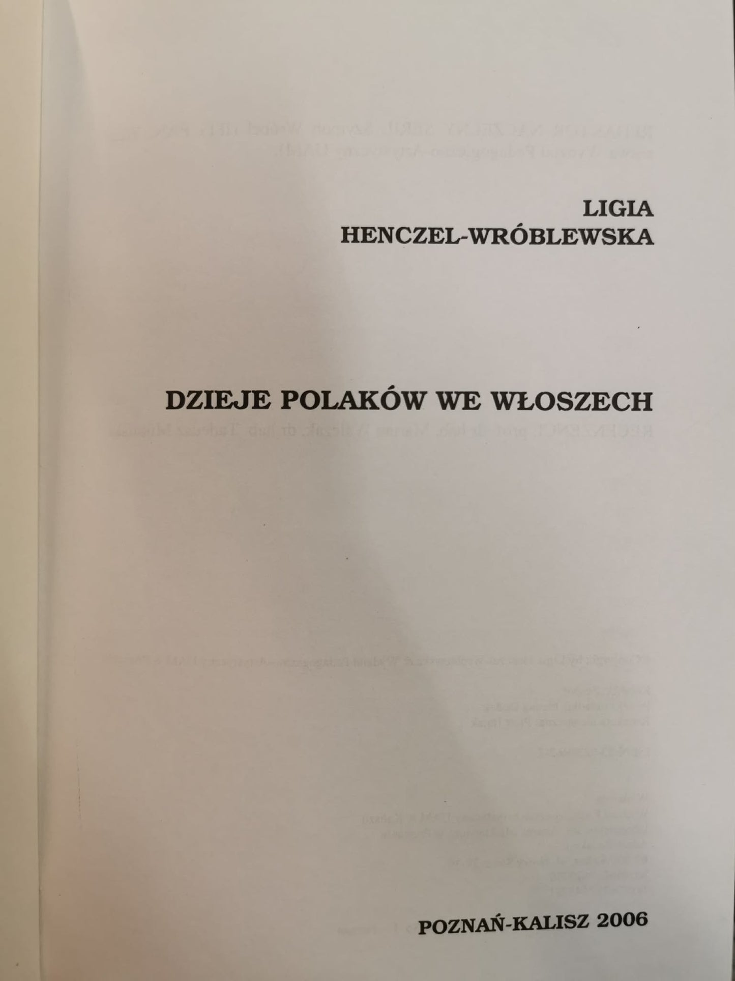 Dzieje Polaków we Włoszech, L. Henczel - Wróblewska