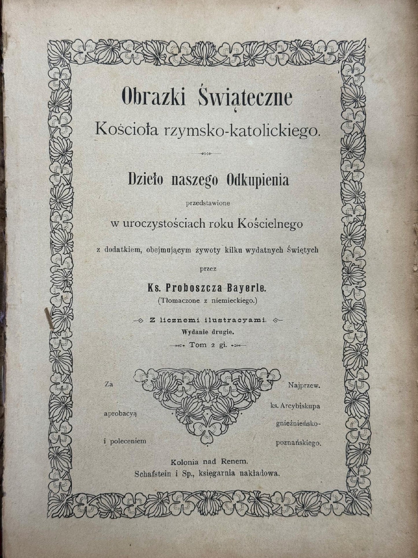 Obrazki świąteczne Kościoła rzymsko-katolickiego Bayerle Bernard Gustav