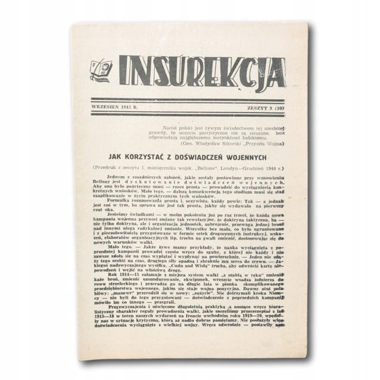 Insurekcja. Zeszyt 9 z września 1943 [kampania wrześniowa]