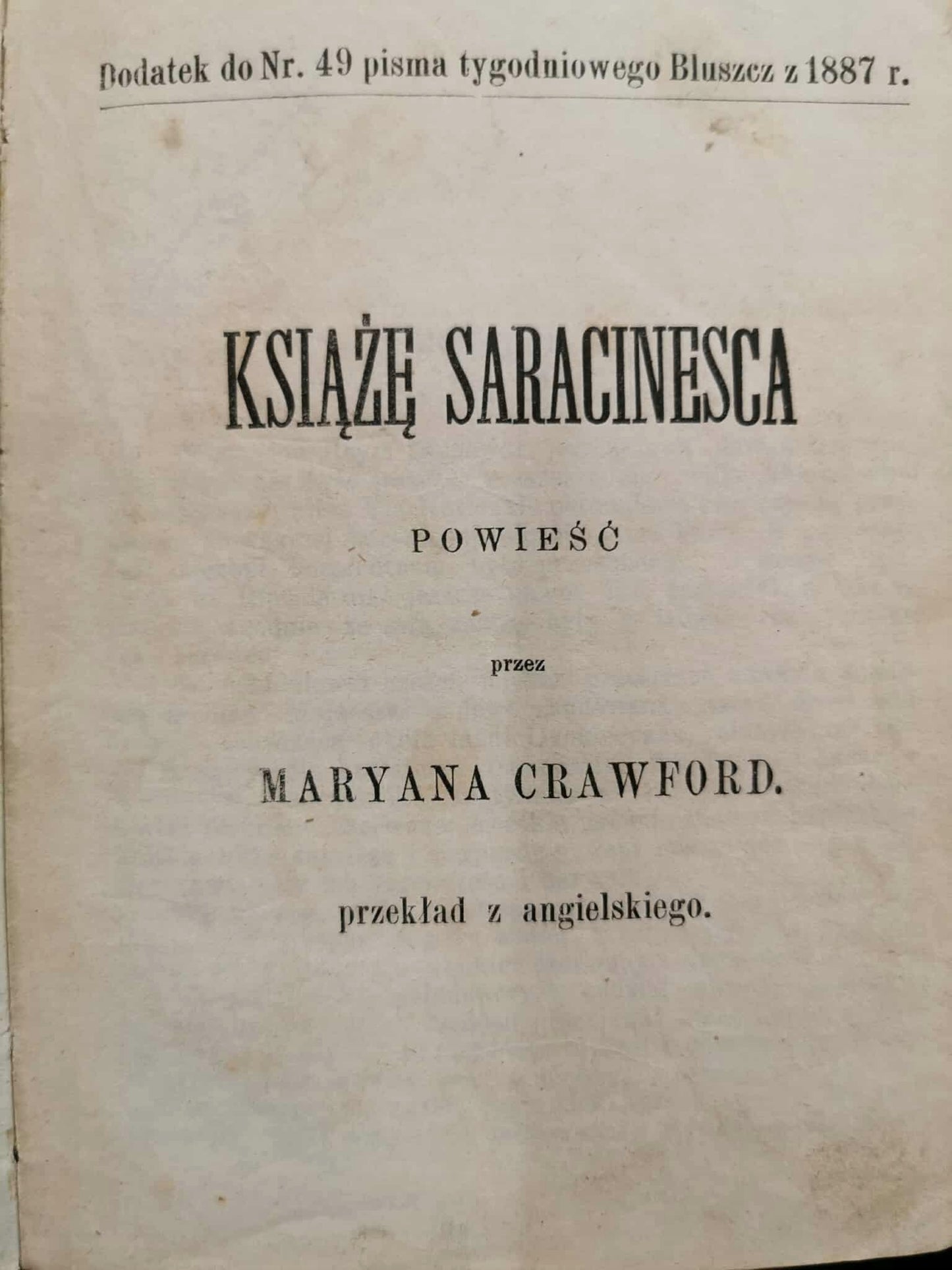 Książę Saracinesca, Crawford M. + Nowenna Coletty, Schultz J. [1887/1888]