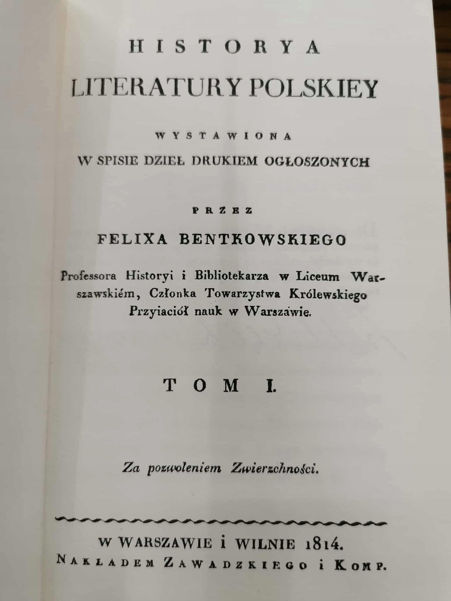 Historya Literatury Polskiey, F. Bentkowski t. I-II