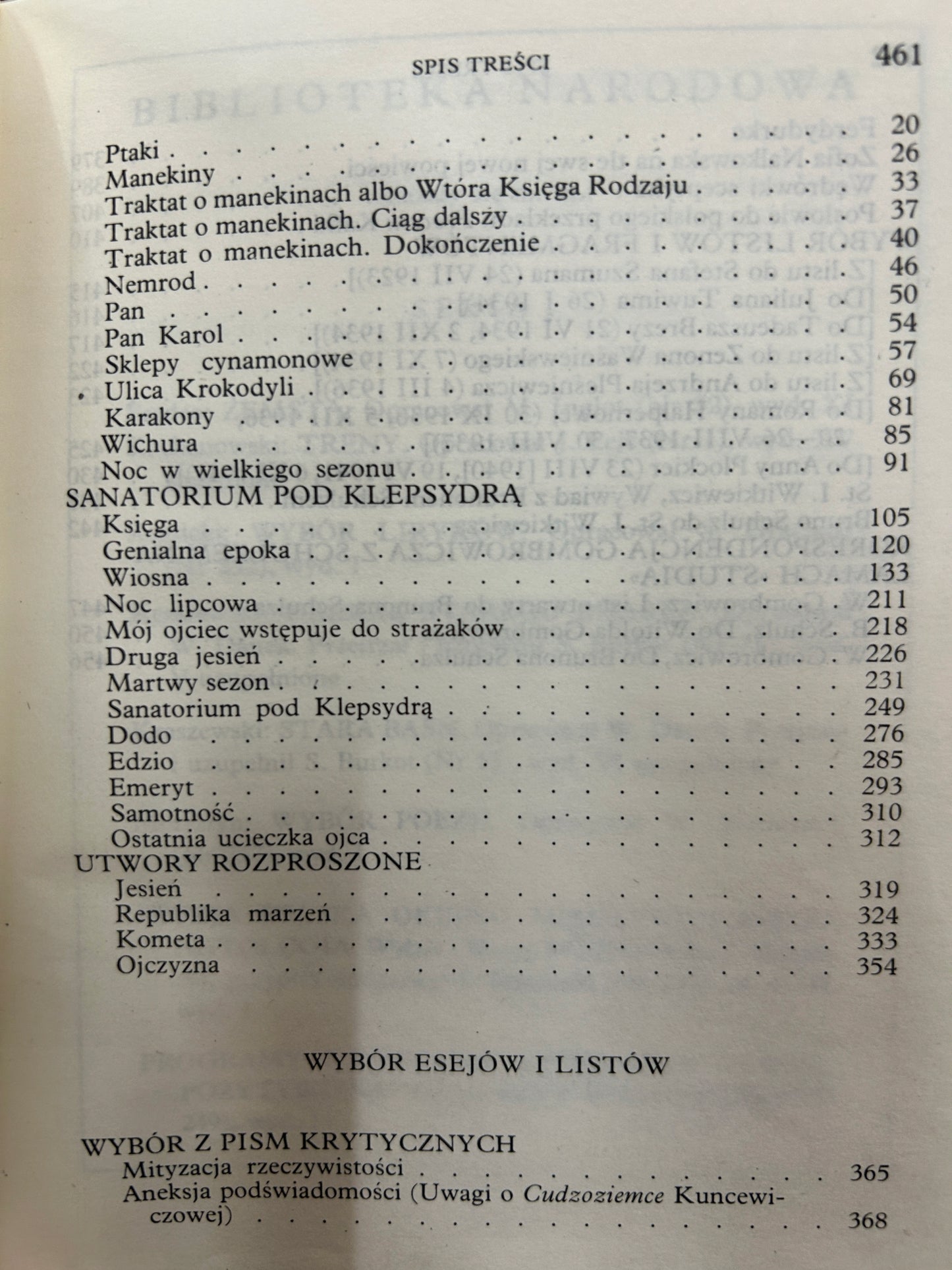 Opowiadania. Wybór esejów i listów - Bruno Schulz [Biblioteka Narodowa]