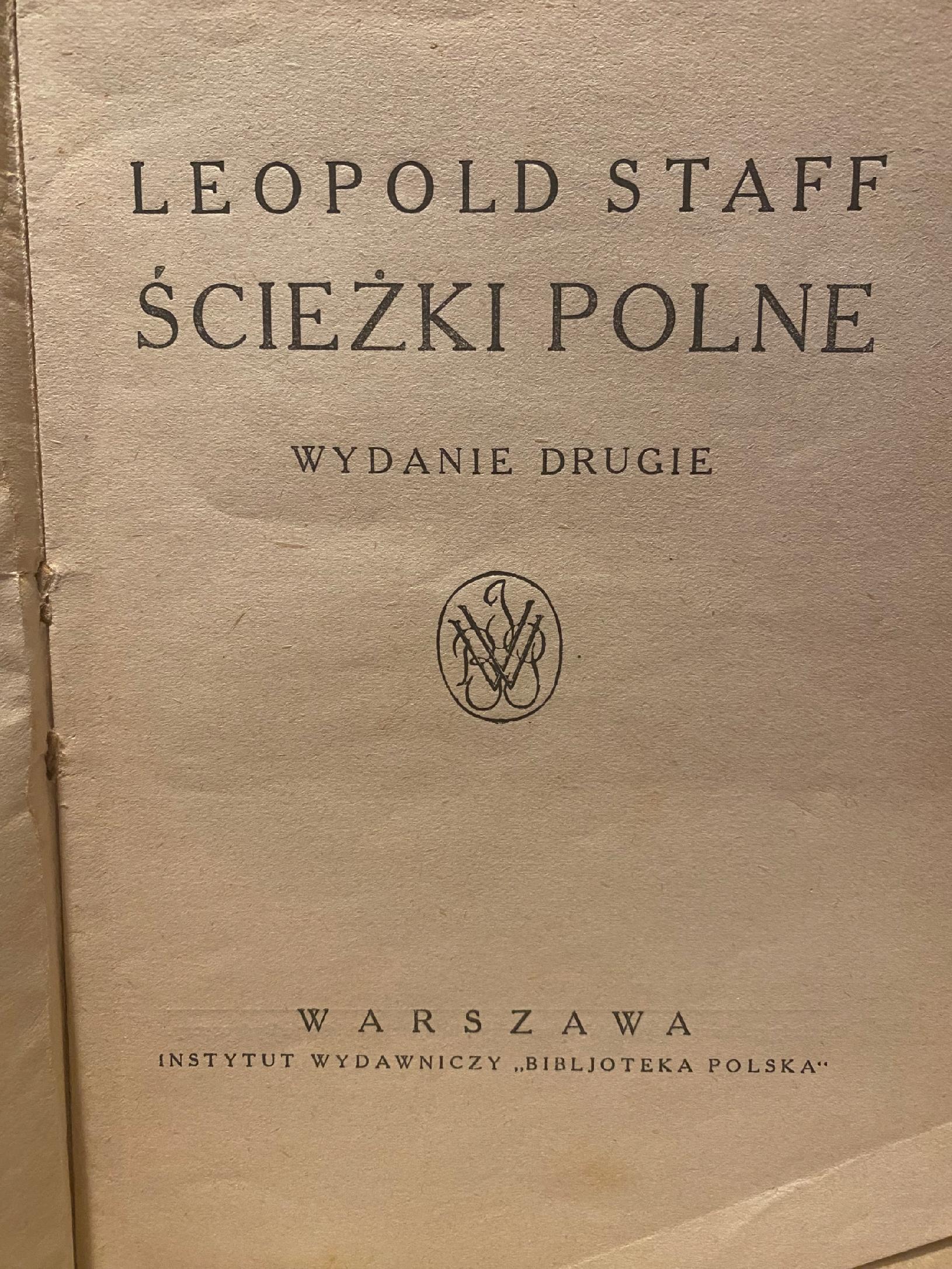 Ścieżki polne Leopold Staff [1923][Wydanie II]